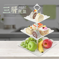 European three-layer fruit plate living room multi-layer cake rack dried fruit plate afternoon tea snack tray dessert table ornaments