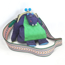 Steam elf Big mouth Gold series hippo original personality creative cute wide shoulder strap crossbody bag