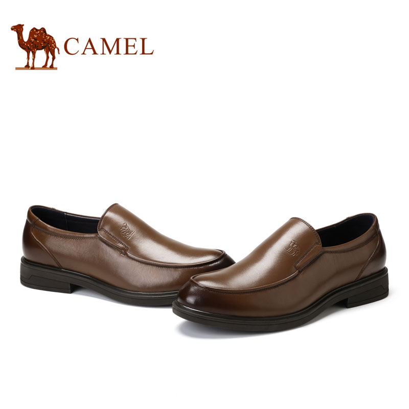Camel骆驼男鞋 秋季男士商务正装复古舒适轻盈套脚皮鞋产品展示图4