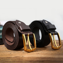 Handmade needle buckle primary color Tannic Leather Strap Lacquered leather Leather Head Layer Leather Retro Ammy Click Alloy Girdle
