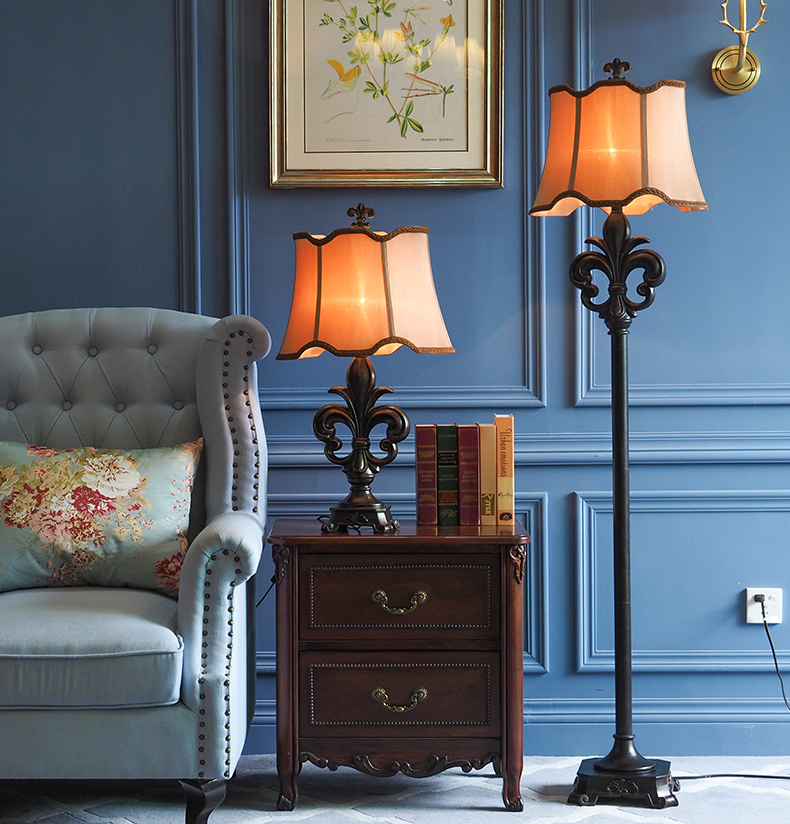 凡丁堡 美式台灯卧室床头灯 复古乡村田园欧式台灯奢华书房古典灯