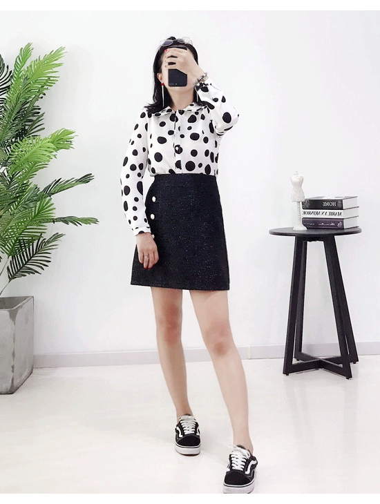 Mùa thu phong cách mới làn sóng Hàn Quốc dài tay cỡ lớn áo sơ mi voan mỏng mỏng manh tính cách hoang dã mập mạp áo sơ mi nữ - Áo sơ mi dài tay