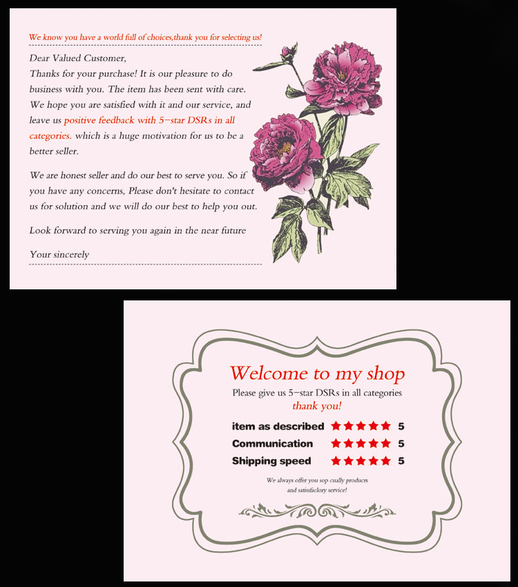 英文版外贸好评卡\/ebay速卖通亚马逊\/英文感谢