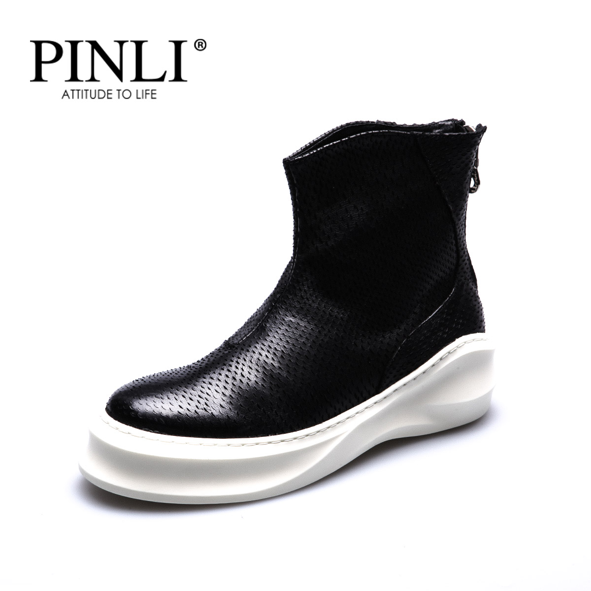 PINLI品立  新品时尚男鞋 纯色牛皮个性高帮休闲皮鞋 潮X0572产品展示图4