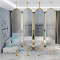 Nordic light luxury screen partition can be rotated tempered Changhong glass simple block wall home creative wrought iron decoration