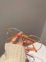 Cula Kinel Koreas new personality trend metal irregular flat mirror female can be equipped with myopia