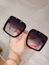 Cula Kinel personality metal chain glasses fashionable light sunglasses female large frame casual retro sunglasses
