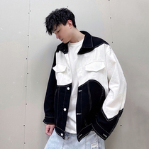 PGUP STUDIO Spring autumn country Chaochio Street Loose Black White Collage Function Tooling Flipped Jacket Jacket Man