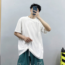 PGUP STUDIO SUMMER HIGH STREET LOOSE PURE WHITE SHORT SLEEVE UNDERSHIRT LOVERS PURE COTTON FALLING SHOULDER HALF SLEEVE T-SHIRT MAN