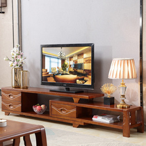 Modern Chinese solid wood TV cabinet Living room household retractable stretch floor cabinet Film and television cabinet Wooden TV cabinet
