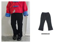 HININI custom snow woolen velvet boys and girls high waist elastic horn split snow woolen trousers plus velvet parent-child