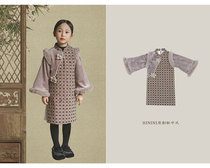 Pedie HININI original innovative Chinese style 22 winter new girl classical brocade embroidered cotton cheongsam parent-child