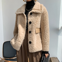 Lamb fur straw jacket female short sheet Jane about young grain sheep cut velvet big coat fur integrated 2021 winter new