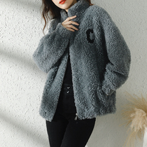 Sheep-cut velvet coat fur integrated female short style Collar Baseball Suit Casual Young Fur Coats 2021 Winter New