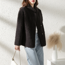 2021 New sheep-cut velvet big coat fur integrated female short-cut net red young grain lamb fur straw jacket