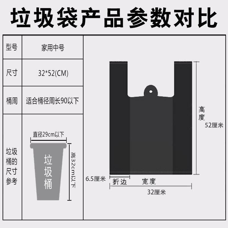 厨房垃圾袋加厚家用大号手提一次性黑色塑料