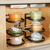 Kitchen shelving table top cooker containing shelf Multi-layer wall-mounted domestic cupboard with lower sink layering and placing pan shelf