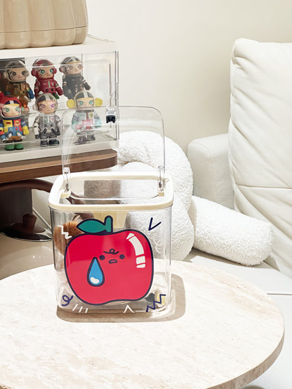 Apple Diary 귀여운 데스크톱 자동차 쓰레기 캔 저장 상자 뚜껑 투명한 단순한 고정식 프레스 형 커버 Apple Diary 귀여운 데스크톱 자동차 쓰레기 캔 저장 상자 뚜껑 투명한 단순한 고정식 프레스 형 커버