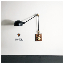 Nando Ji (7 days hair) retro bedroom bedside lamp Nordic industrial with switch solid wood wall lamp