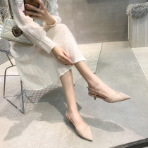 women's flip flop pumps new 2021 nude stiletto 3cm pumps pointed toe elegant all match sandals