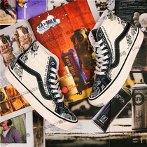 Paxun sneakers custom DIY pure hand painted shoes waist fruit flower elements sliding board shoes sails fabric shoes change color passenger system without shoes