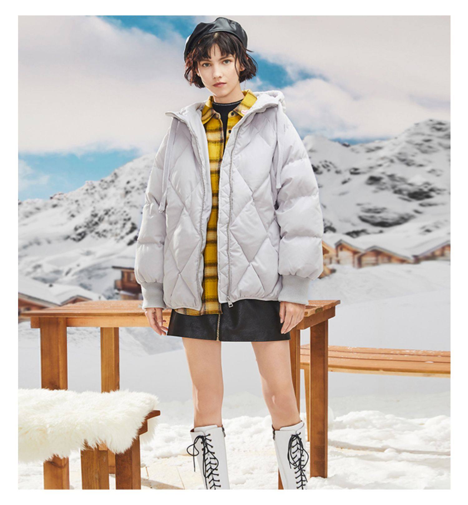 绫致【关晓彤同款】only冬季宽松羽绒服短款女|119323516