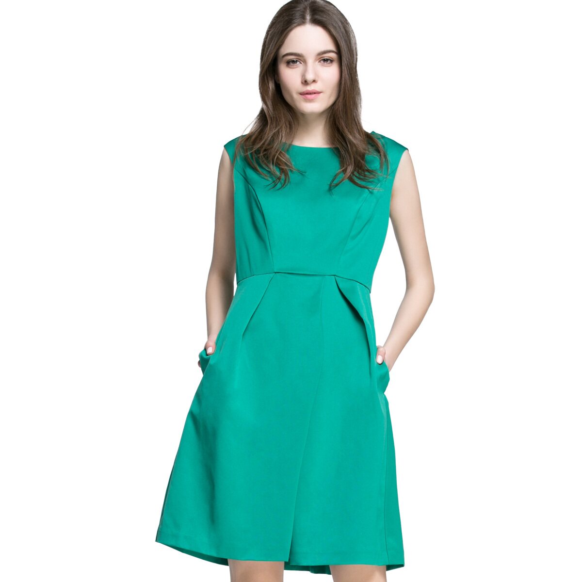 veromoda纯色立体剪裁无袖连衣裙31637a506_7折现价225元