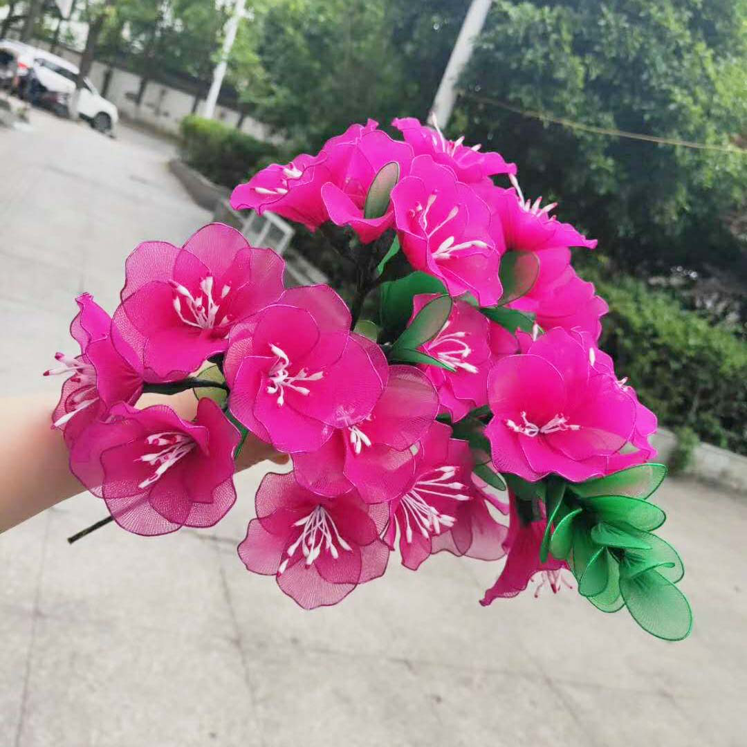 丝网花 杜鹃花材料包 套餐 手工diy制作丝袜花 仿真 新手学习套件