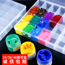 Water powder pigment box large capacity 24 grid36 compartment color box 48 grid watercolor acrylic transparent sealed art box