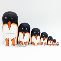 () Seven-story penguin Russian set of wooden toy gift wish doll lovers birthday present