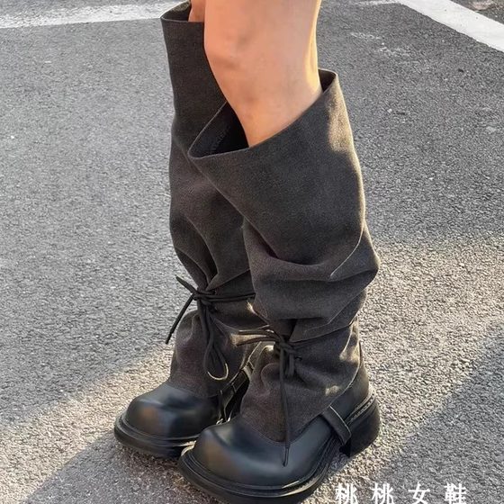 Niche design fashionable long boots 2025 summer new retro hot girl piles boots thick heel slim fashion boots Niche design fashionable long boots 2025 summer new retro hot girl piles boots thick heel slim fashion boots