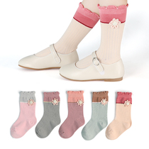 Autumn girls socks Cotton socks Large children lace princess socks Children spring and autumn and winter baby long tube cotton socks