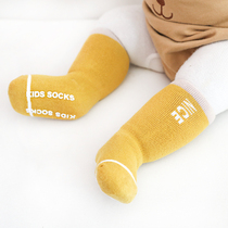 JEENH socks baby socks Spring and autumn and winter pure cotton baby socks medium and long tube childrens half tube newborn Korean pile pile socks