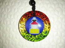 Tie-edge glazed precious basket Indo Roni pendant pendant necklace brown rope diameter 3 5 cm