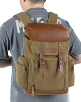 AUGUR Sog Canvas Mens Double Shoulder Bag Large Capacity Waterproof Abrasion Resistant Travel Casual Fashion Business Retro Backpack