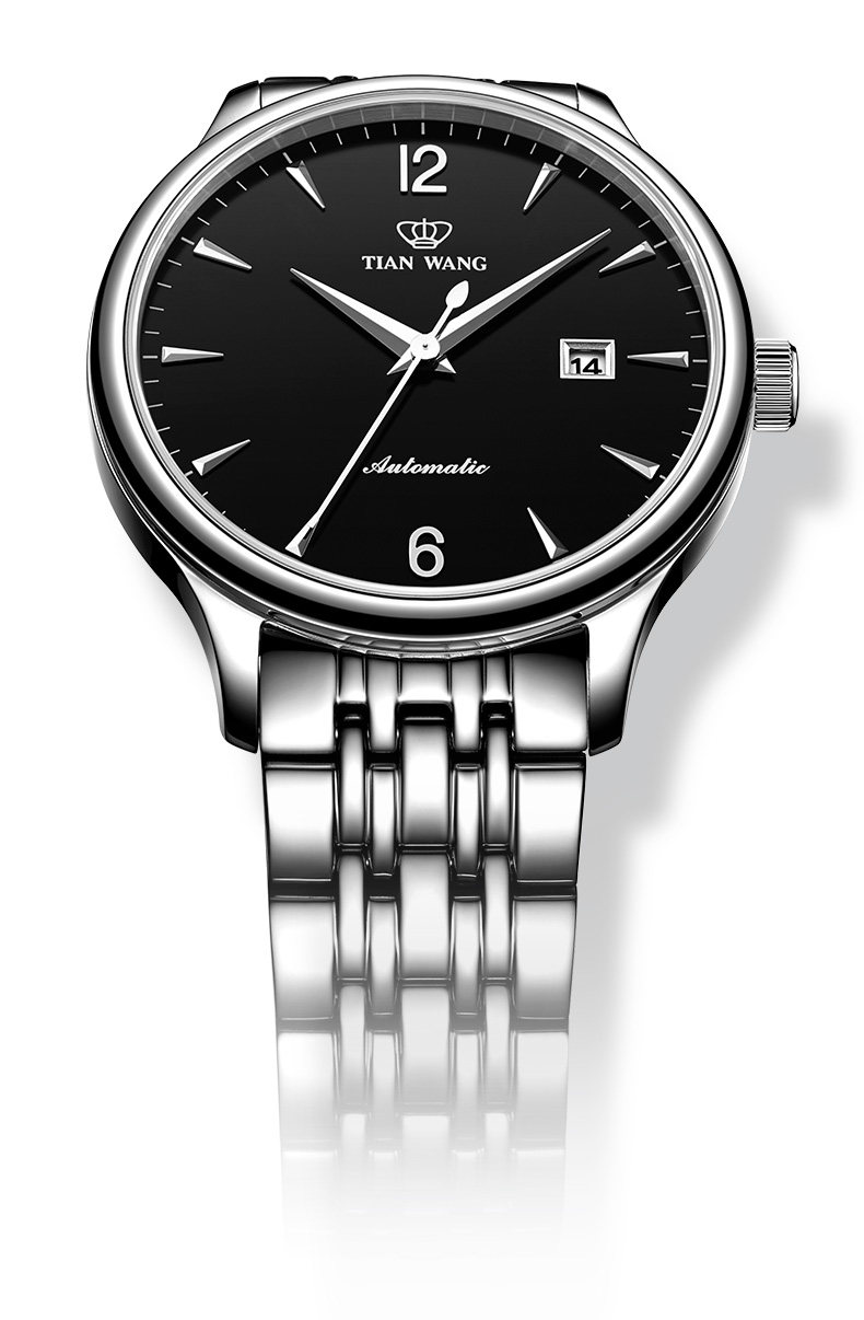 天王表5845经典钢带防水机械表男士腕表