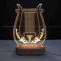 Harp night light cross gift acrylic light guide craft table lamp led night light warm white light table pendulum
