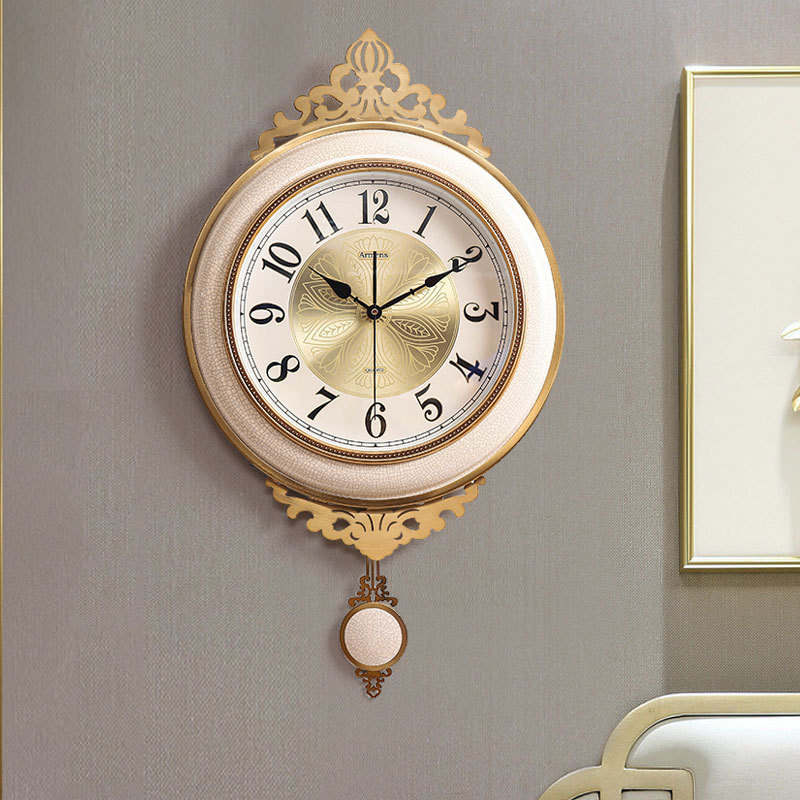 Lulu ceramic light swaying fashionable sitting room decoration key-2 luxury wall clock clock creative move supe home European atmosphere