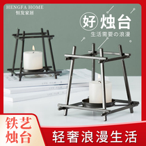 Nordic wrought iron candle holder home romantic candlelight dinner table decoration ornaments metal candle holder home