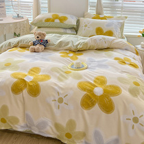 Four seasons ins net red style pure cotton bed four-piece set 100 cotton tulip three-piece set quilt cover bed sheet fitted sheet