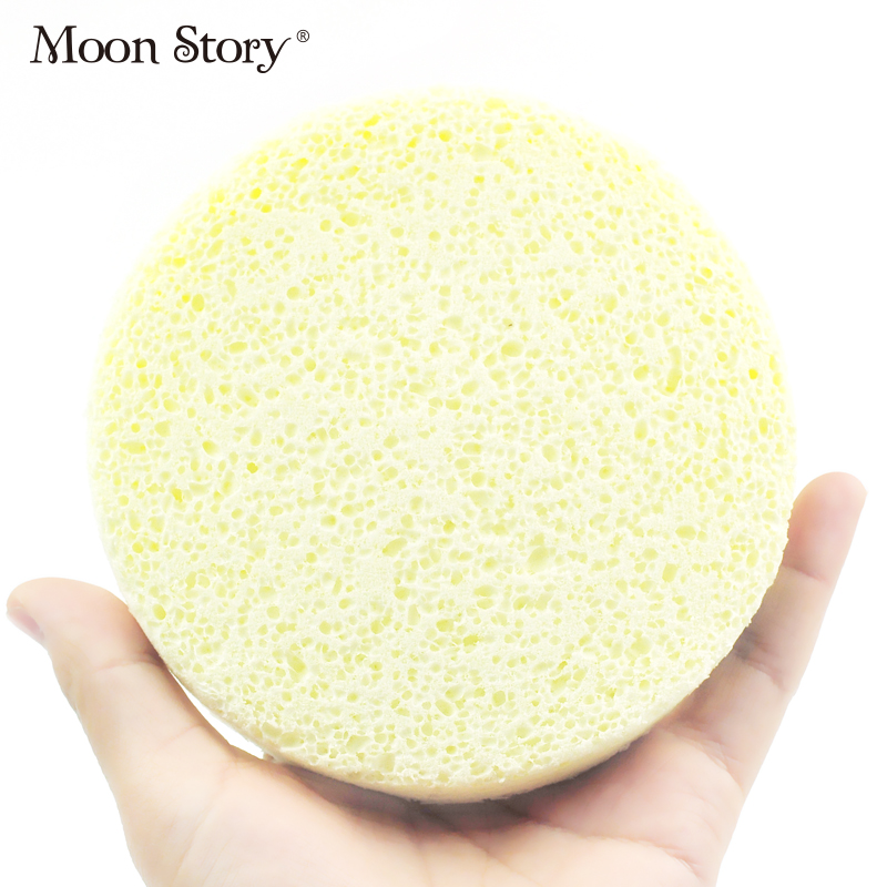 Moonstory/萌黛儿#3200海绵洗脸扑洁面扑 圆形黄色大孔洗脸棉产品展示图3