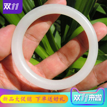 Dialect Hetian Jade 3600 yuan original brand collection grade high white sheep fat jade round bar bracelet with collection certificate A