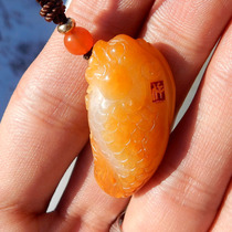 Dialect Hetian Jade hot sale 25800 yuan Chuying works Huang Qin Gold package silver seed material fish huaolong promotion F