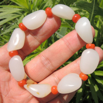 Dialect and Tian jade treasured class rare name hanging gold skin close to no structure High white sheep fat jade seed stock bracelet sub-F