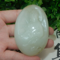 Dialect Hetian Jade new product recommended 7780 yuan original shape Xinjiang hanging gold skin white jade seed Guanyin jade pendant