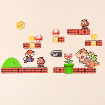 Super Mary refrigerator stickers set of three-dimensional creative acrylic Mario tiles cute personality refrigerator decoration stickers