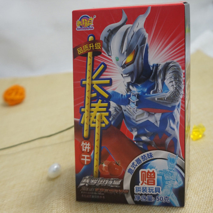添乐卡通王奥特曼长棒饼干50gx1盒儿童手指饼干休闲办公零食食品