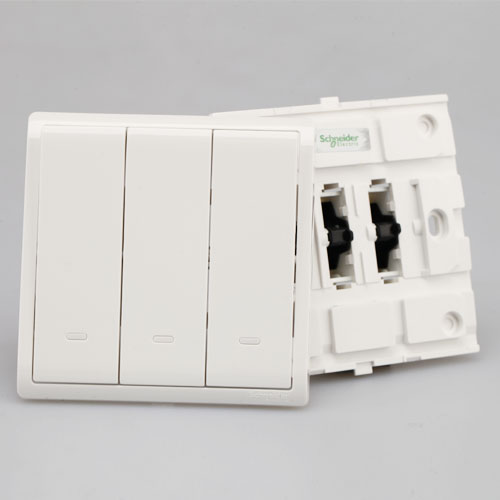 施耐德电气 三位三开三联双控 墙壁电源插座开关面板 16A 丰尚 白产品展示图5