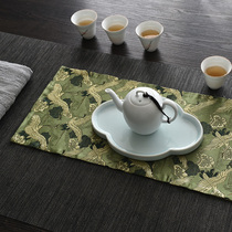 Satin jacquard tea mat handmade Chinese-style woven brocade Brokenness Cloth Zen of traditional hand Sendai Fairy Crane Table Flag Tea Mat