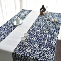 Printed cloth Traditional plant cotton cloth Decorative Cloth Table Cloth Sofa Handmade China National Wind Green Flowers Blue